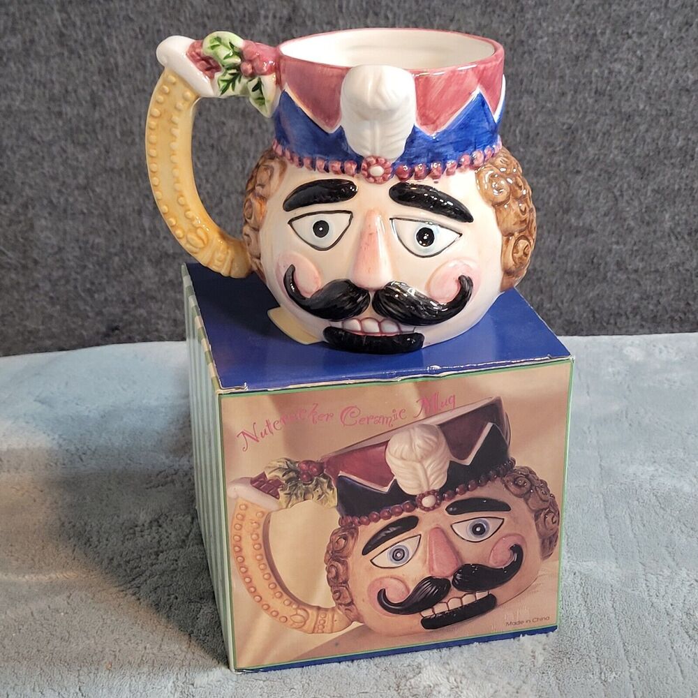 Vintage 1996 Nutcracker Christmas Holiday Mug 20 oz Cup Nuts~Candy~Planter w/Box